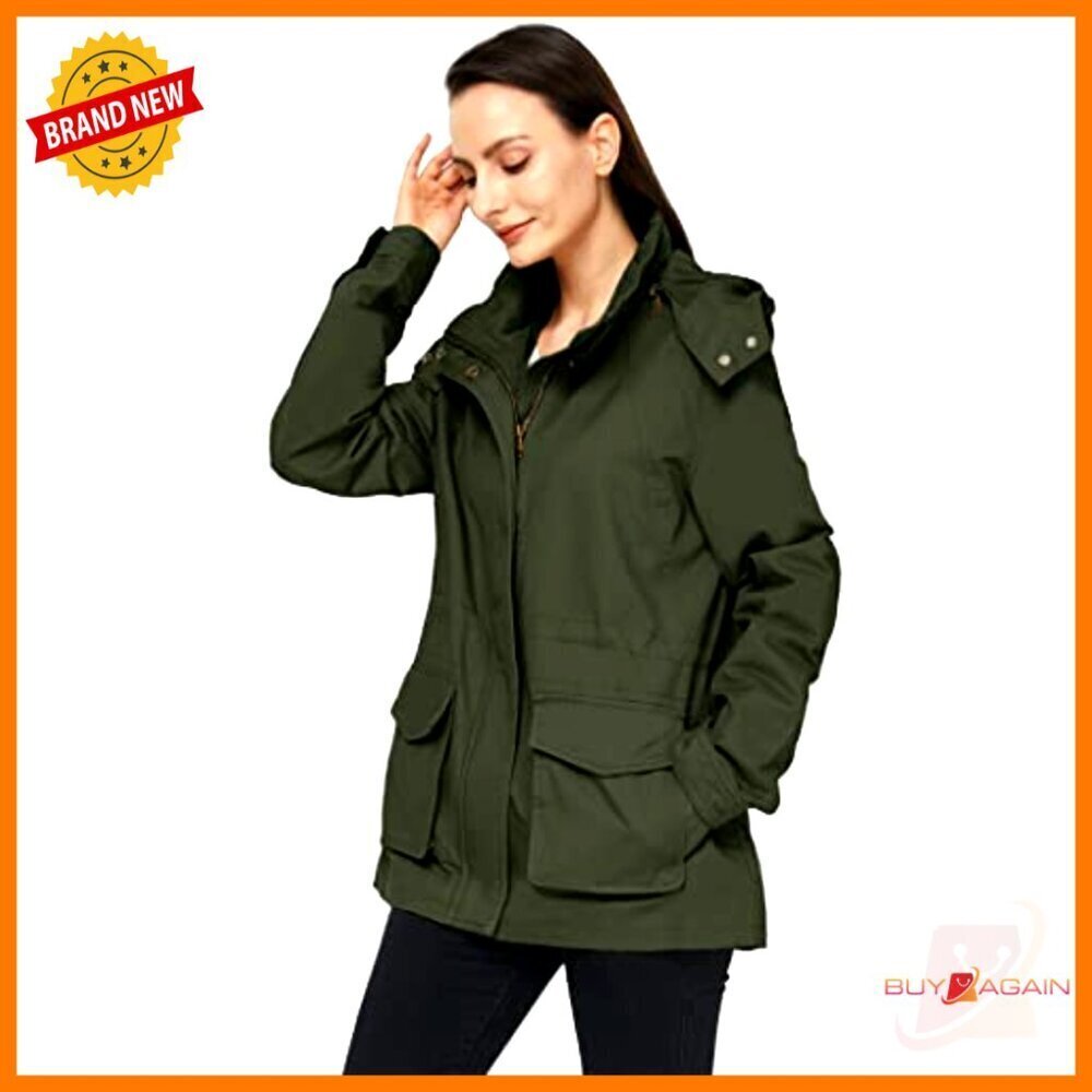 Lightweight Cotton Anorak Jacket Military Style Hooded Casual Chic Oversized Fit - Picture 4 of 7